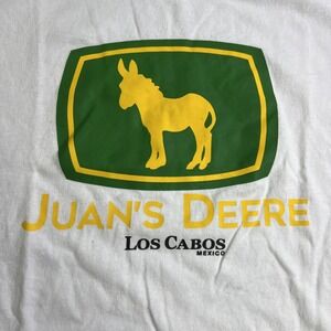 Juan's Deere Los Cabos Mexico John's Deere Spoof‎ White T-Shirt Men's Large